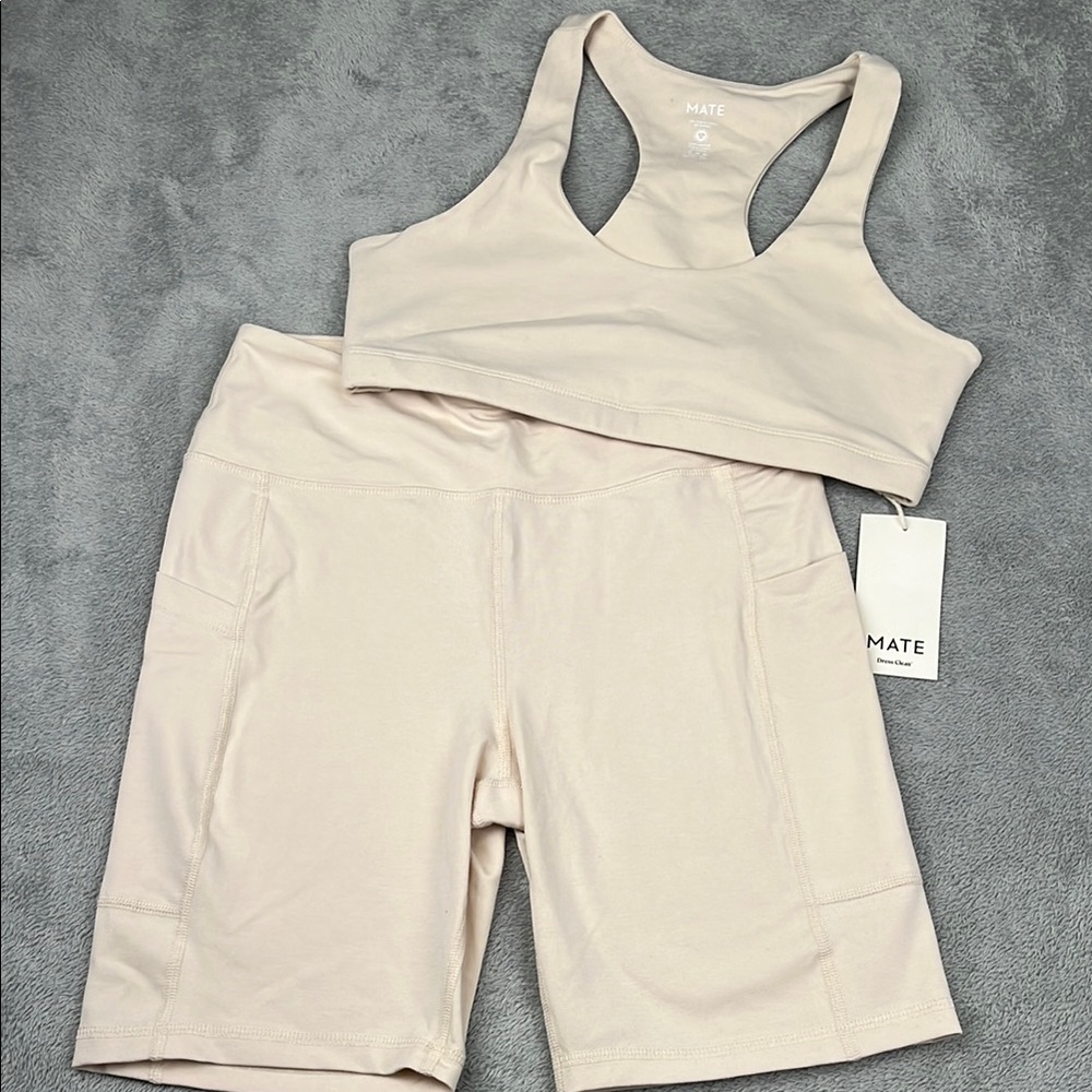 MATE the Label Light Tan Bike Shorts Set